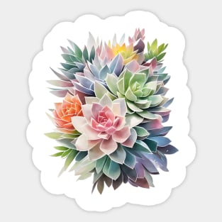 Succulents In Watercolor Style - AI Art Sticker